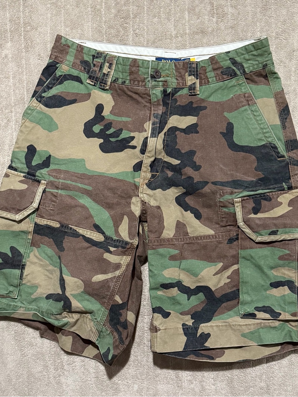 Polo Ralph Lauren Camouflage Cargo Shorts Outdoors Relaxed Cotton Mens Size 32